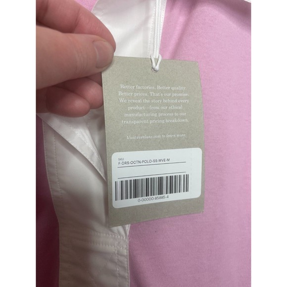 Everlane Medium The Organic Cotton Polo Mini Shirt Dress Purple Short Sleeve New - Picture 9 of 15